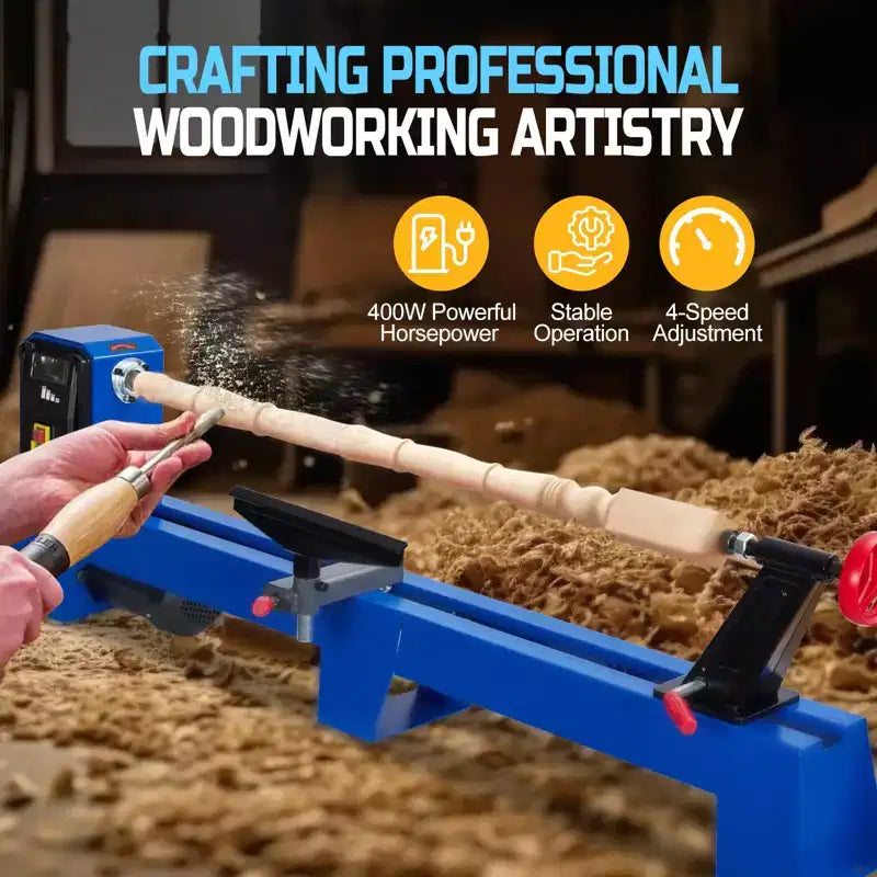 Benchtop Wood Lathe 14 x 20 | 0.5HP Variable Speed 1040-2980 RPM, Wood Turning Machine w/ Chisels, MT3 Tailstock