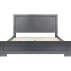 Graues King-Bettgestell aus Holz mit Intarsienplatten