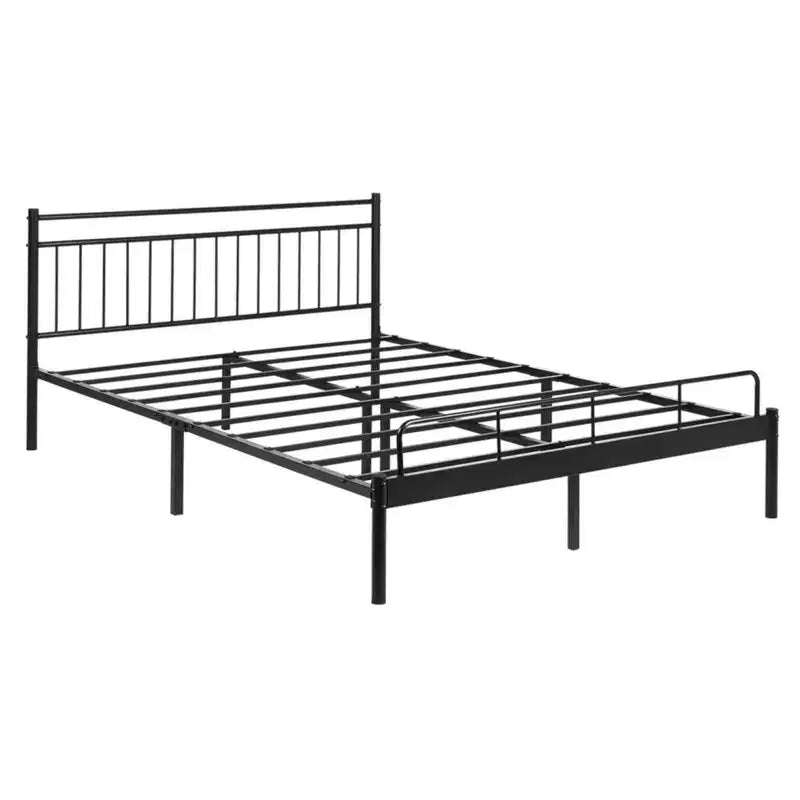 Garden Elements Luna Steel Modern Queen Bed Frame, Black Frame for Queen Size Mattress