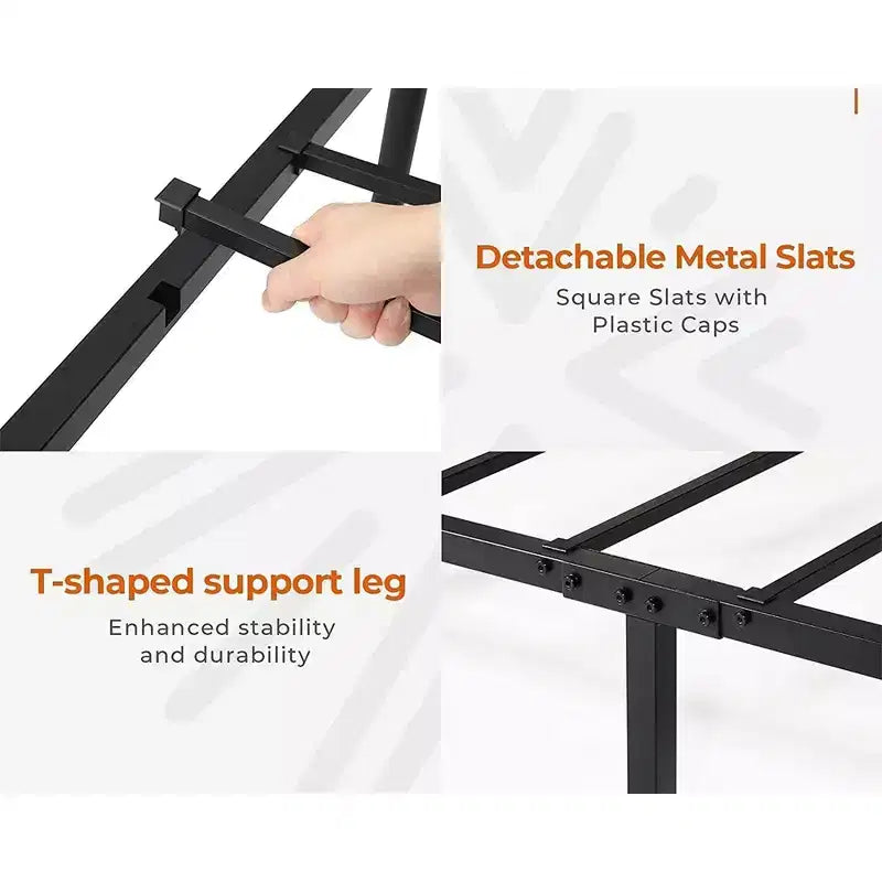 Luna Steel Modern Queen Bed Frame, Black Frame for Queen Size Mattress