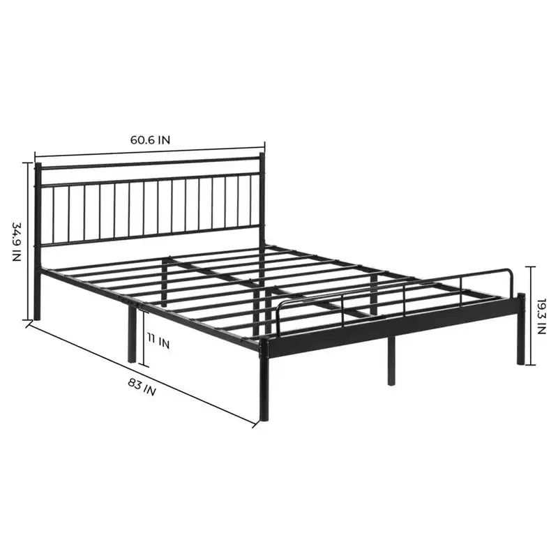 Luna Steel Modern Queen Bed Frame, Black Frame for Queen Size Mattress