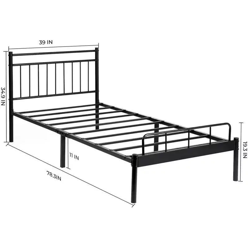 Luna Steel Modern Twin Bed Frame, Black Frame for Twin Size Mattress