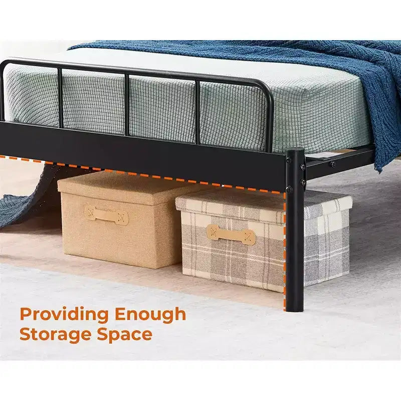 Luna Steel Modern Twin Bed Frame, Black Frame for Twin Size Mattress