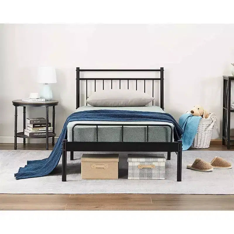 Luna Steel Modern Twin Bed Frame, Black Frame for Twin Size Mattress