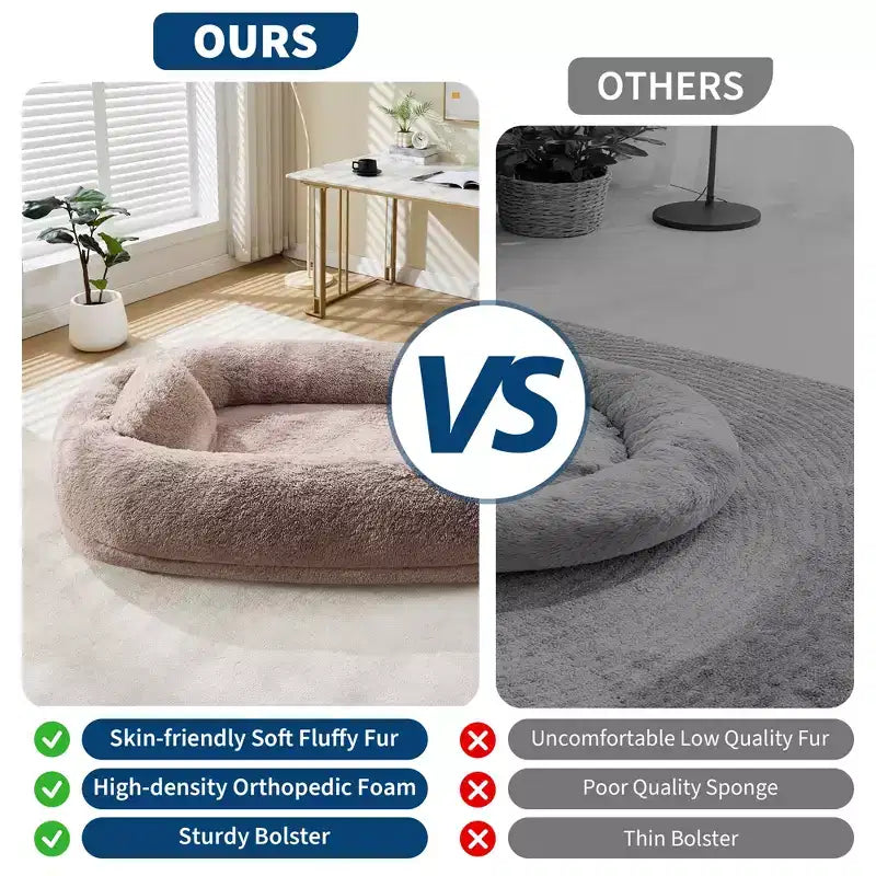 Human Dog Bed Fits You and Pets for People Doze Off, Washable Faux Fur Napping Orthopedic Dog Bed, 67.7  43.3  8.6
