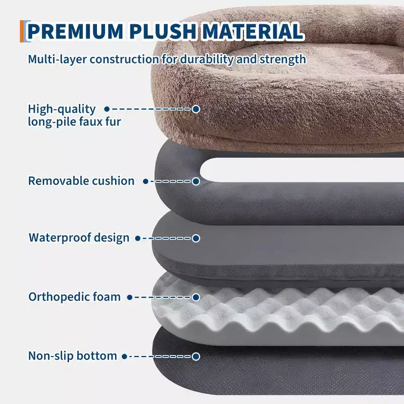 Human Dog Bed Fits You and Pets for People Doze Off, Washable Faux Fur Napping Orthopedic Dog Bed, 67.7  43.3  8.6