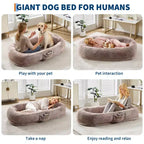 Human Dog Bed Fits You and Pets for People Doze Off, Washable Faux Fur Napping Orthopedic Dog Bed, 67.7  43.3  8.6
