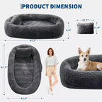 Human Dog Bed Fits You and Pets for People Doze Off, Washable Faux Fur Napping Orthopedic Dog Bed, 67.7  43.3  8.6