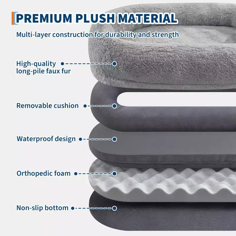 Human Dog Bed Fits You and Pets for People Doze Off, Washable Faux Fur Napping Orthopedic Dog Bed, 67.7  43.3  8.6