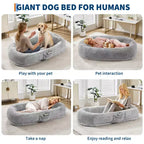 Human Dog Bed Fits You and Pets for People Doze Off, Washable Faux Fur Napping Orthopedic Dog Bed, 67.7  43.3  8.6