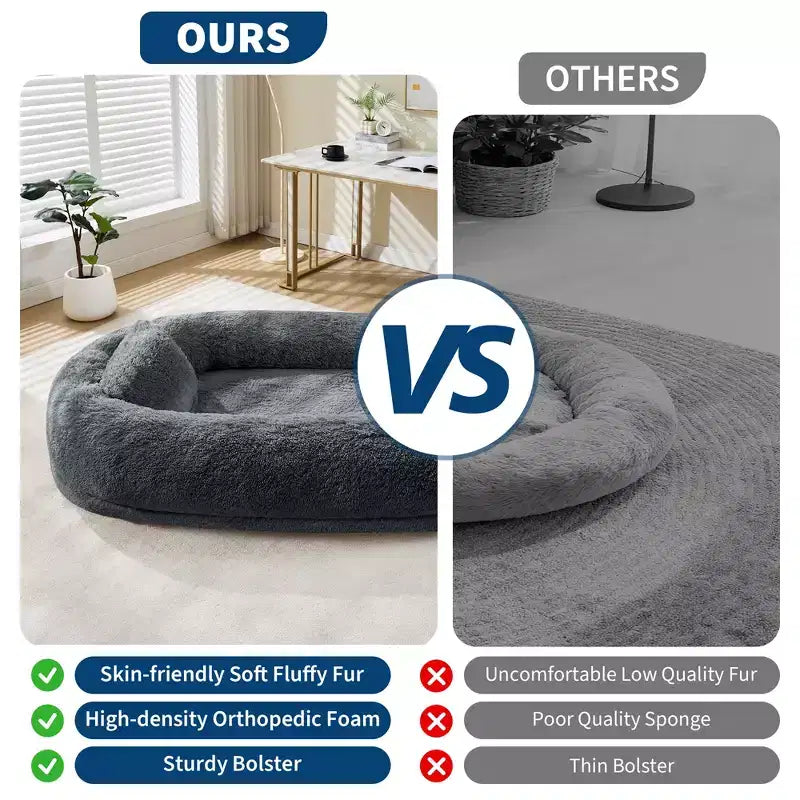 Human Dog Bed Fits You and Pets for People Doze Off, Washable Faux Fur Napping Orthopedic Dog Bed, 67.7  43.3  8.6