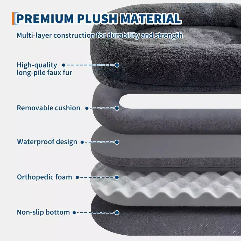 Human Dog Bed Fits You and Pets for People Doze Off, Washable Faux Fur Napping Orthopedic Dog Bed, 67.7  43.3  8.6