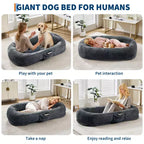 Human Dog Bed Fits You and Pets for People Doze Off, Washable Faux Fur Napping Orthopedic Dog Bed, 67.7  43.3  8.6