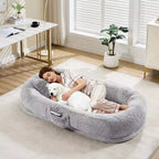 Human Dog Bed Fits You and Pets for People Doze Off, Washable Faux Fur Napping Orthopedic Dog Bed, 67.7  43.3  8.6