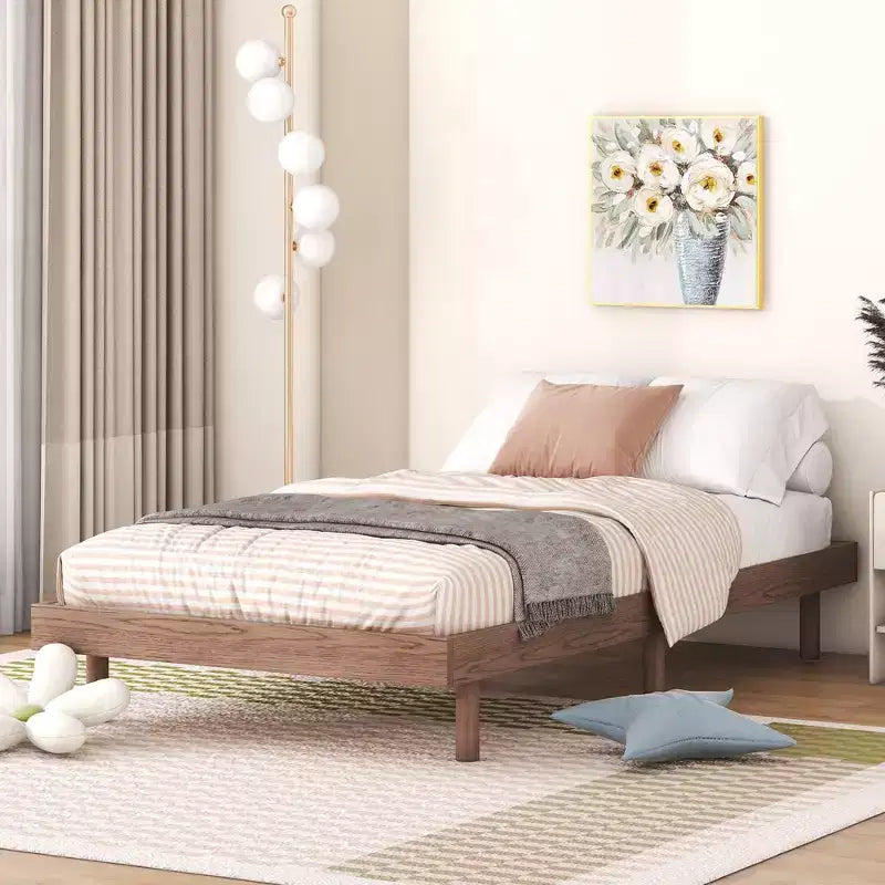 Twin Bed Frame, Floating Platform Bed Frame with Modern Design, Twin Size Particle Board Bed Frame, No Box Spring Needed, Easy Assembly