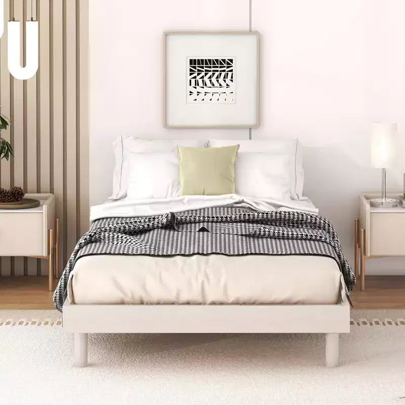 Twin Bed Frame, Floating Platform Bed Frame with Modern Design, Twin Size Particle Board Bed Frame, No Box Spring Needed, Easy Assembly