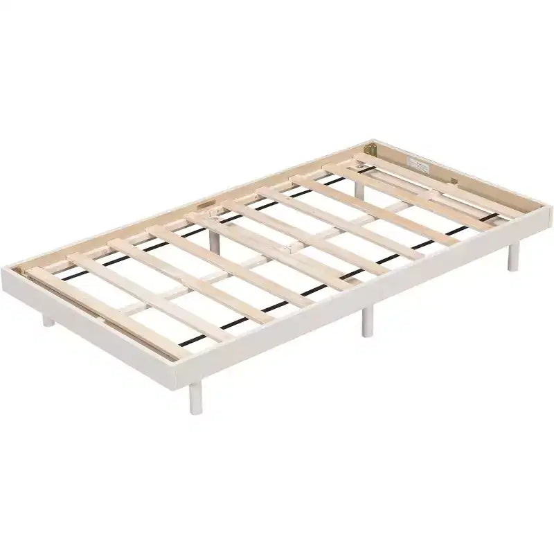 Twin Bed Frame, Floating Platform Bed Frame with Modern Design, Twin Size Particle Board Bed Frame, No Box Spring Needed, Easy Assembly