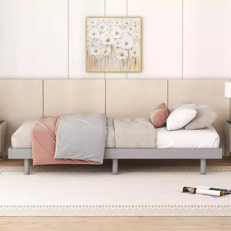 Twin Bed Frame, Floating Platform Bed Frame with Modern Design, Twin Size Particle Board Bed Frame, No Box Spring Needed, Easy Assembly