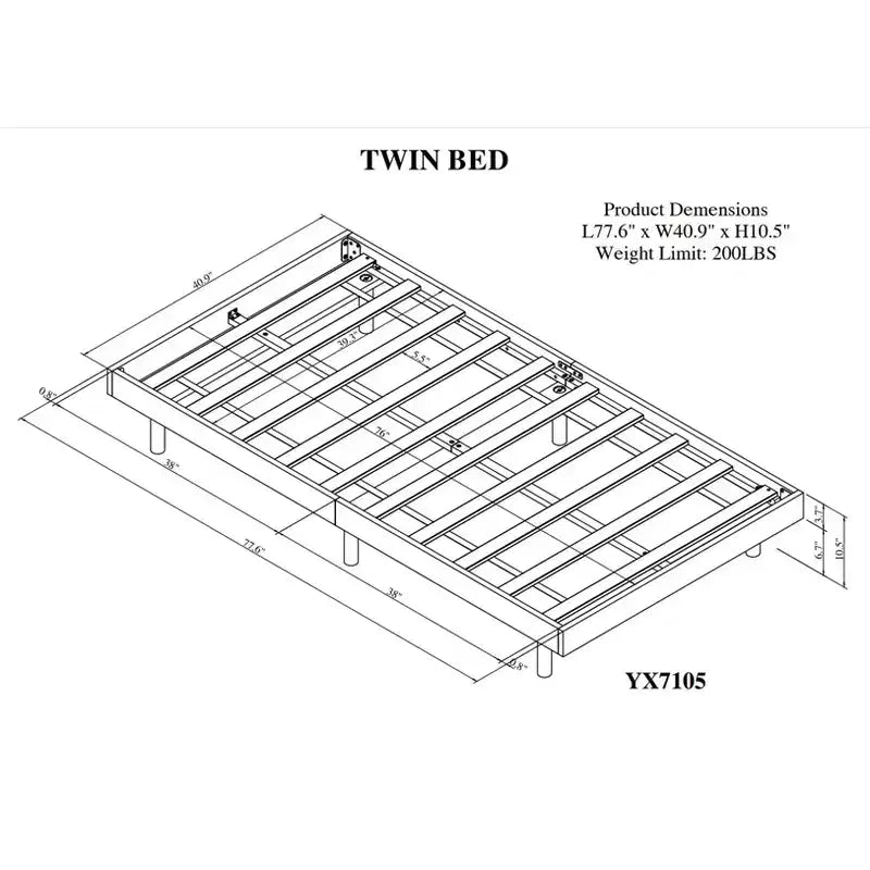 Twin Bed Frame, Floating Platform Bed Frame with Modern Design, Twin Size Particle Board Bed Frame, No Box Spring Needed, Easy Assembly