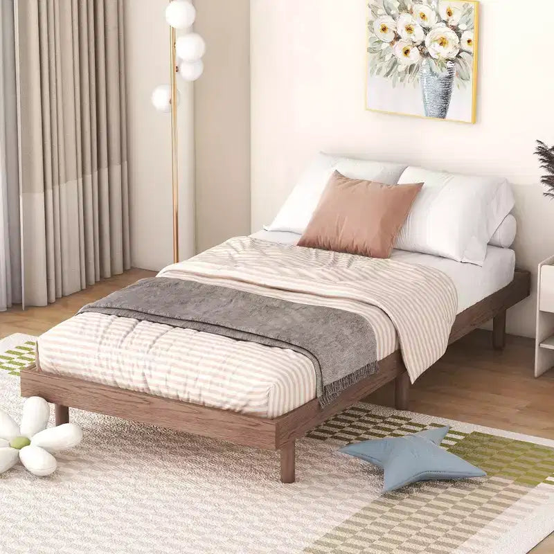 Twin Bed Frame, Floating Platform Bed Frame with Modern Design, Twin Size Particle Board Bed Frame, No Box Spring Needed, Easy Assembly