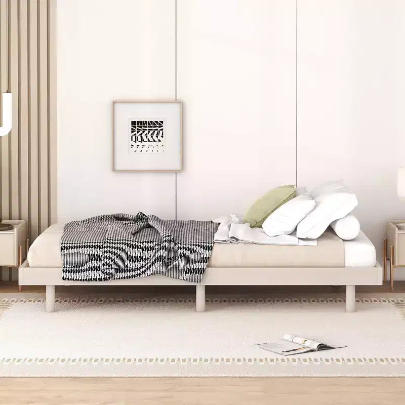 Twin Bed Frame, Floating Platform Bed Frame with Modern Design, Twin Size Particle Board Bed Frame, No Box Spring Needed, Easy Assembly