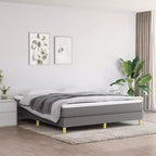 Bed Frame Dark Gray Polyester, Plywood, Engineered Wood King