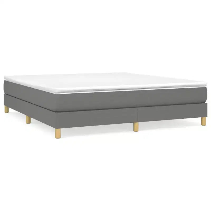 Bed Frame Dark Gray Polyester, Plywood, Engineered Wood King