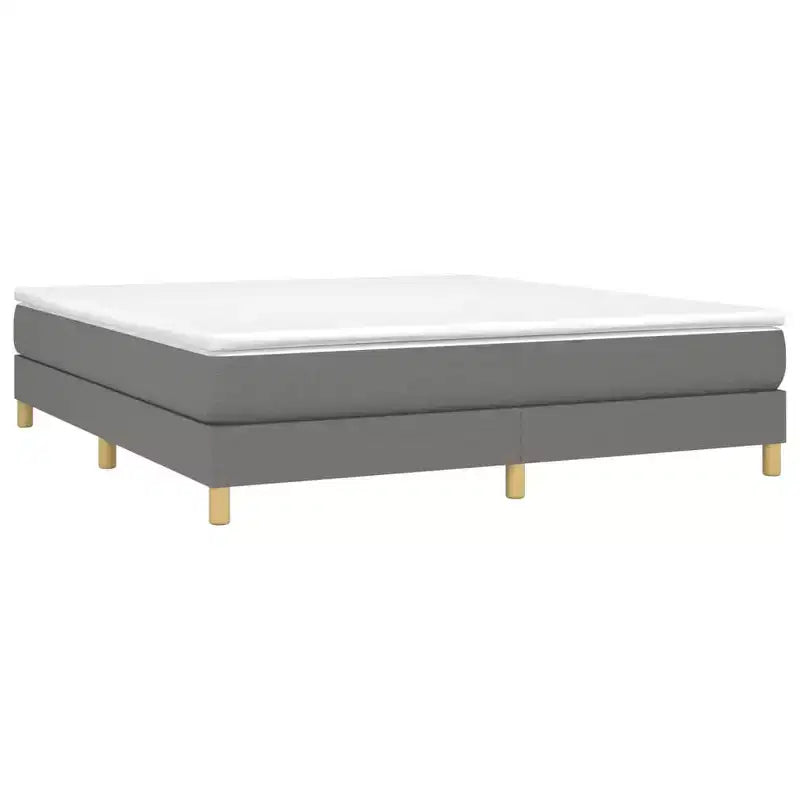 Bed Frame Dark Gray Polyester, Plywood, Engineered Wood King