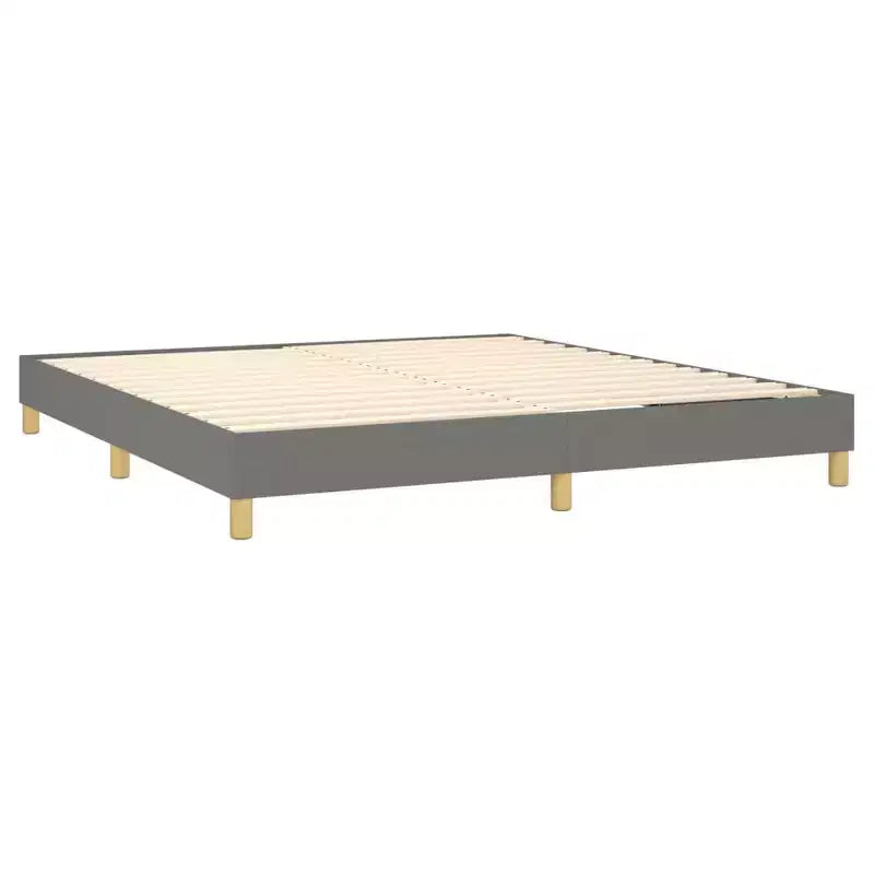 Bed Frame Dark Gray Polyester, Plywood, Engineered Wood King