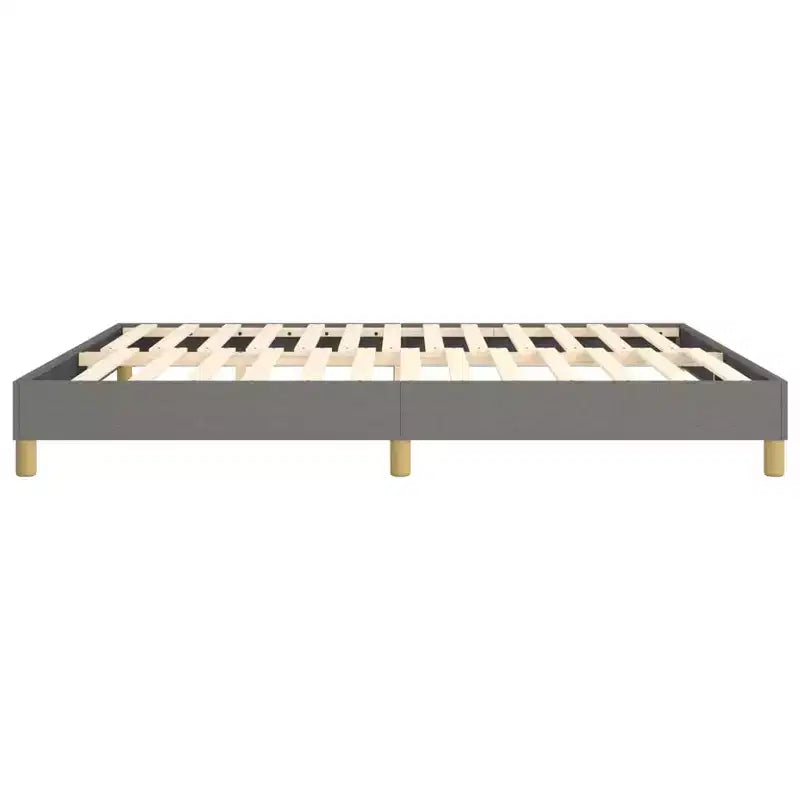 Bed Frame Dark Gray Polyester, Plywood, Engineered Wood King