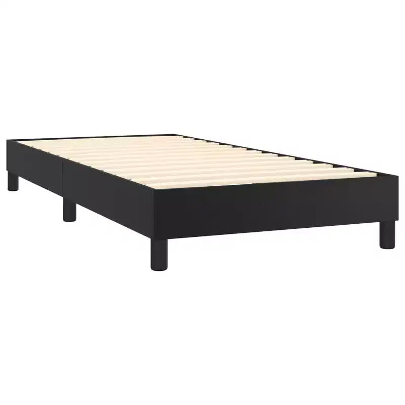 Bed Frame Black Faux leather, plywood Twin XL Sturdy Bed Frame