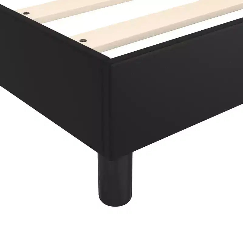 Bed Frame Black Faux leather, plywood Twin XL Sturdy Bed Frame