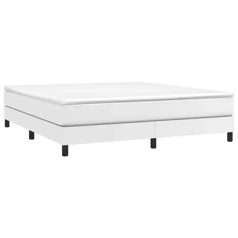 Bed Frame White Faux Leather King Durable Bed Frame
