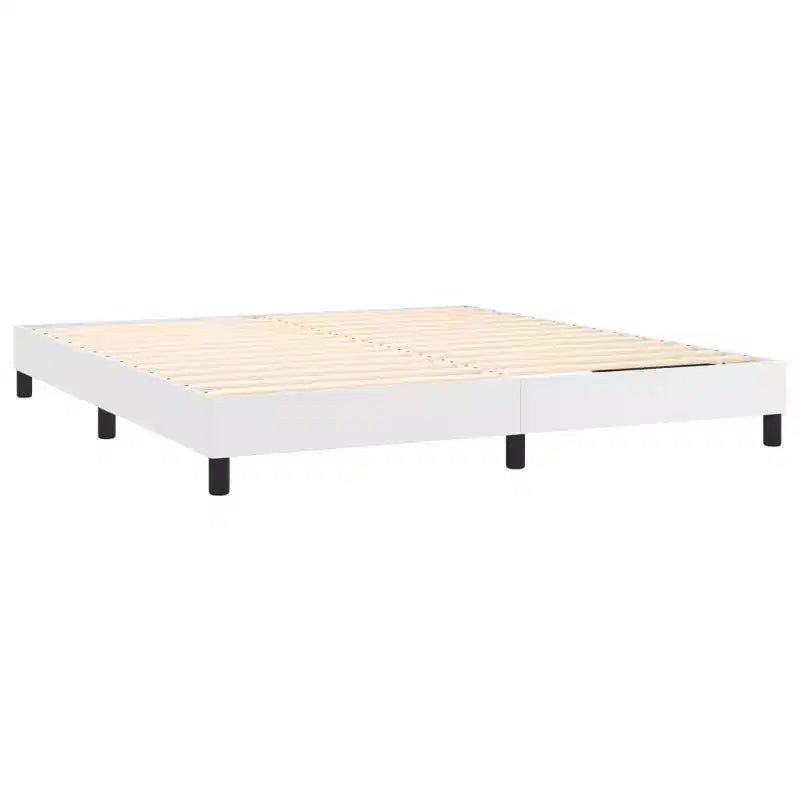 Bed Frame White Faux Leather King Durable Bed Frame