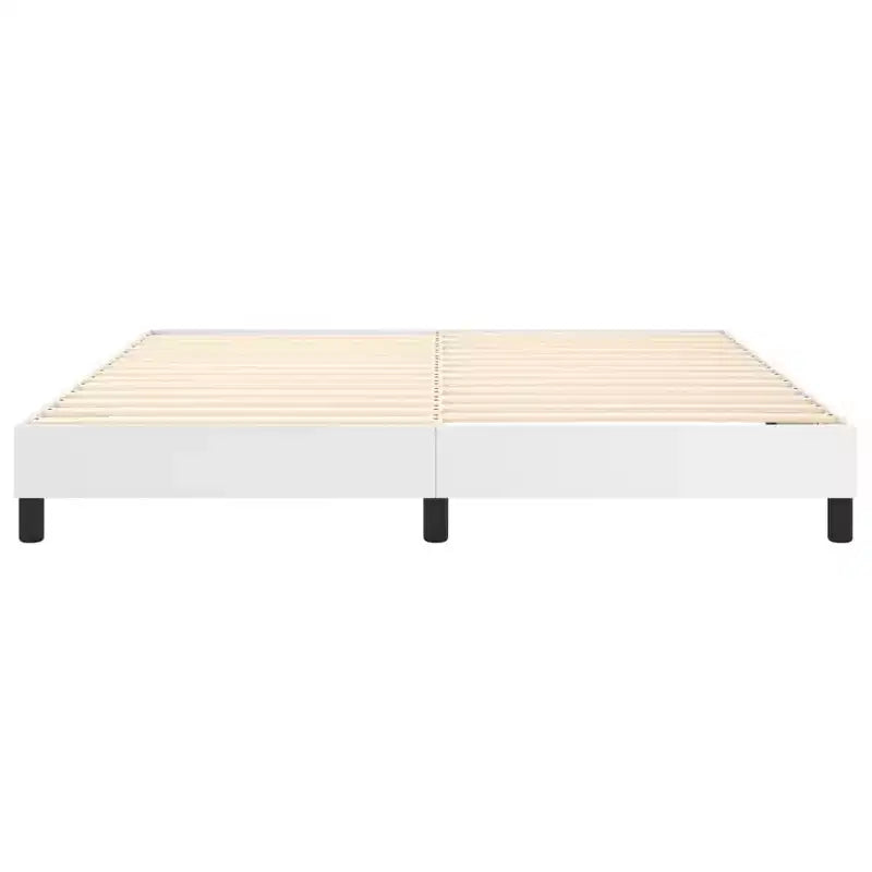 Bed Frame White Faux Leather King Durable Bed Frame