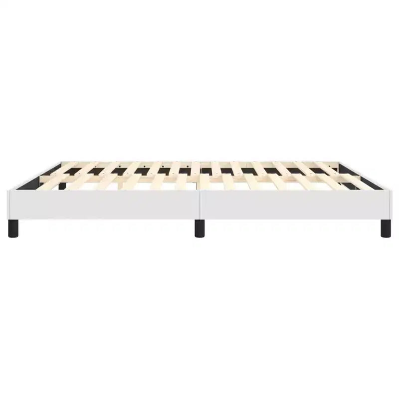 Bed Frame White Faux Leather King Durable Bed Frame