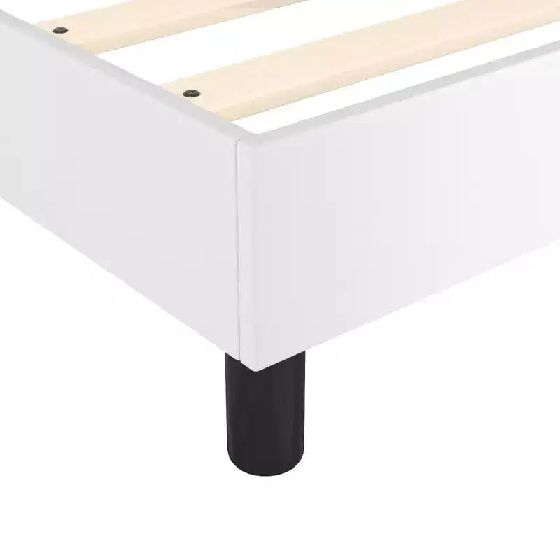 Bed Frame White Faux Leather King Durable Bed Frame