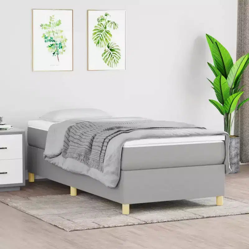 Bed Frame Light Grey 100% polyester, plywood, engineered wood