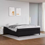 Bed Frame Black Faux leather, plywood, engineered wood King