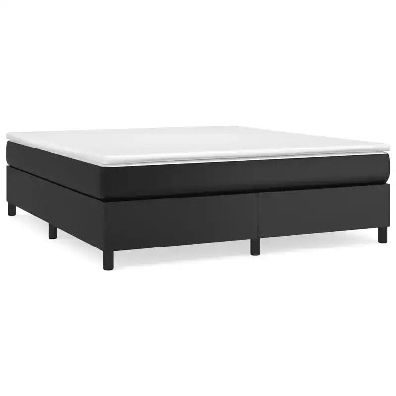 Bed Frame Black Faux leather, plywood, engineered wood King