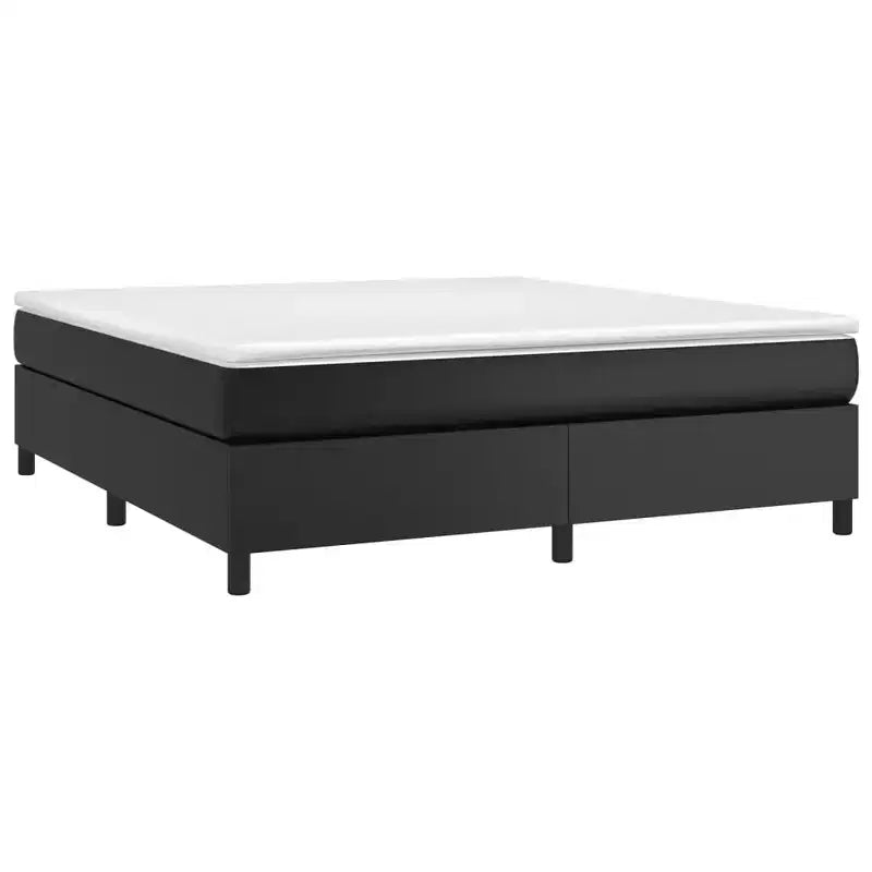 Bed Frame Black Faux leather, plywood, engineered wood King