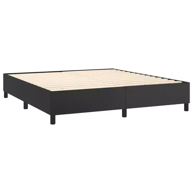 Bed Frame Black Faux leather, plywood, engineered wood King