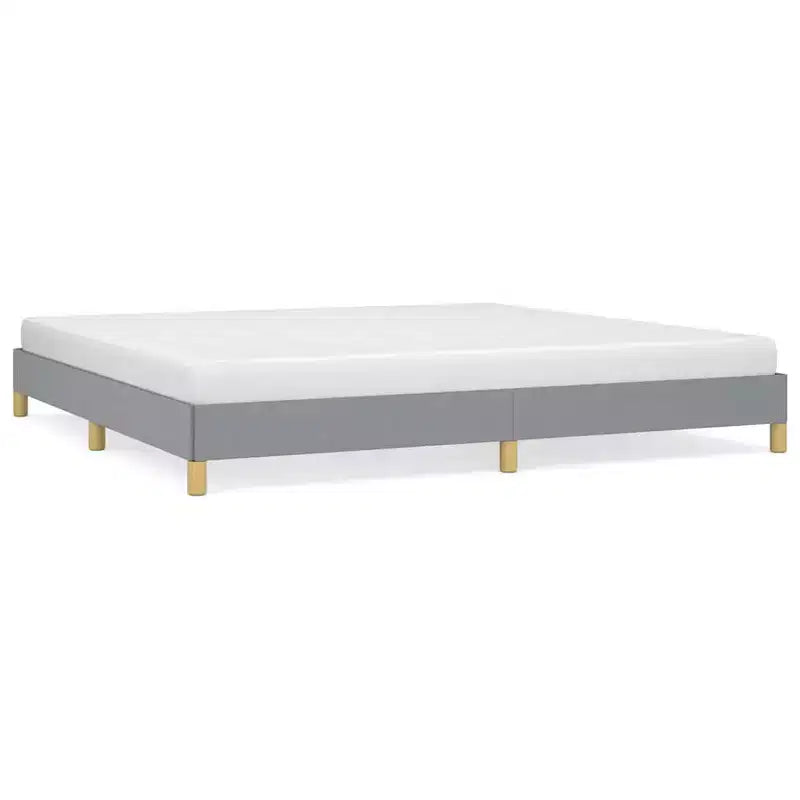 Bed Frame Light grey 100% polyester, plywood, engineered wood King