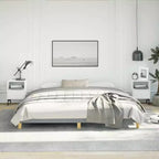 Bed Frame Light grey 100% polyester, plywood, engineered wood King