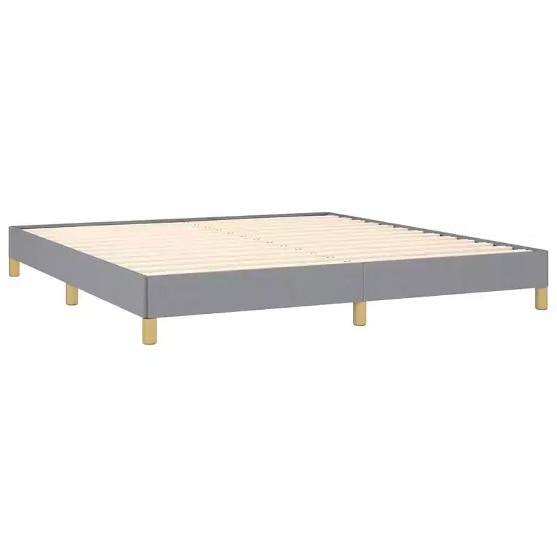 Bed Frame Light grey 100% polyester, plywood, engineered wood King