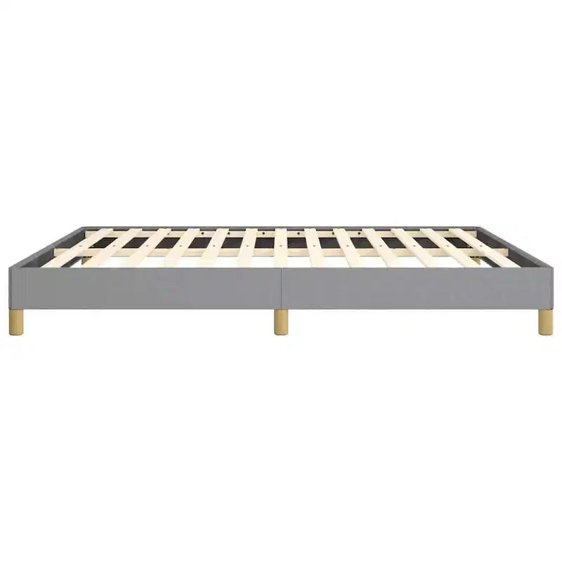 Bed Frame Light grey 100% polyester, plywood, engineered wood King