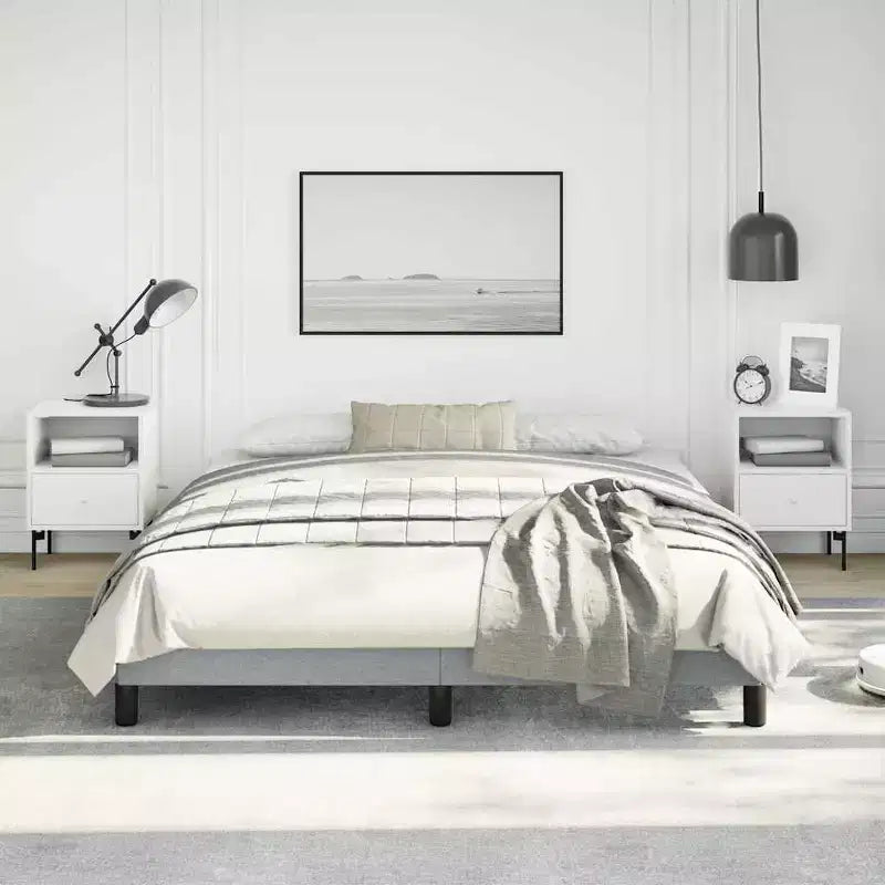 Bed Frame Light gray Polyester Queen Bed Frame Rectangular