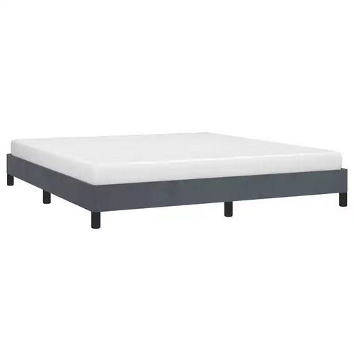 Bed Frame Dark Gray Velvet (100% polyester), plywood, engineered wood