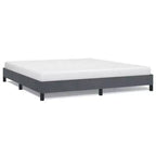 Bettgestell aus dunkelgrauem Samt (100 % Polyester), Sperrholz und Holzwerkstoff