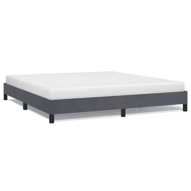 Bed Frame Dark Gray Velvet (100% polyester), plywood, engineered wood